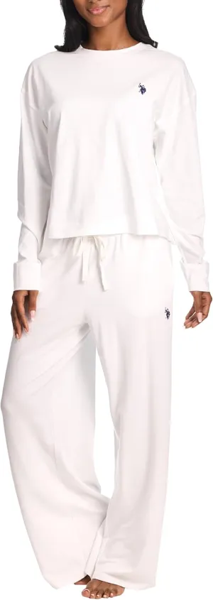 U.S. Polo Assn. Lounge Sets for Women, Tracksuit Sets for Women 2 Piece with Top and Wide Leg Sweatpants