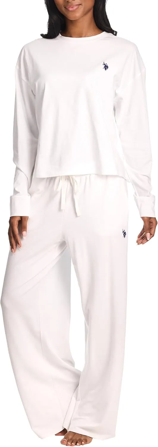U.S. Polo Assn. Lounge Sets for Women, Tracksuit Sets for Women 2 Piece with Top and Wide Leg Sweatpants