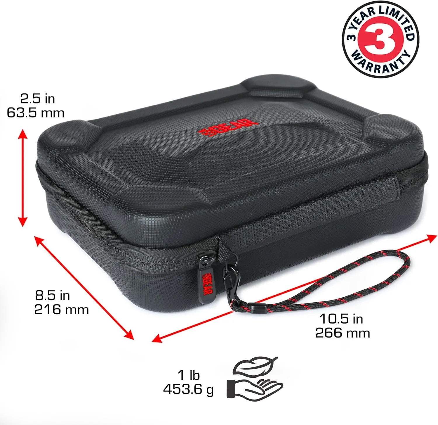 USA Gear XL Semi Hard Shell Dart Case - Protective Case for 15 Piece Dart Set, Tips, Flights and Shafts, and more Accessories - Locking Foam Design for Soft and Steel Tips - Storage Only