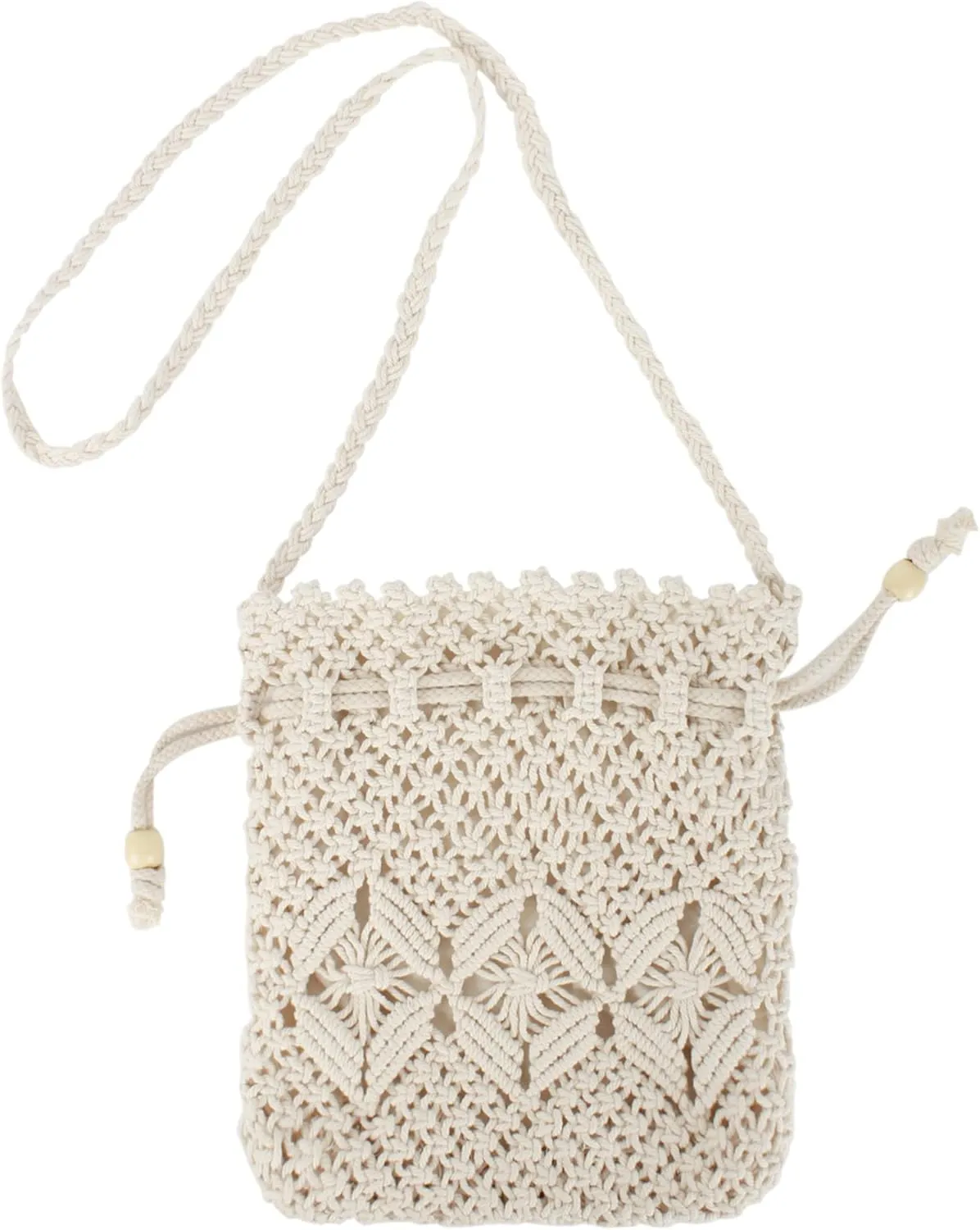 Van Caro Handwoven Cotton Straw Shoulder Bag Crochet Tassel Beach Bohemian Purse for Women