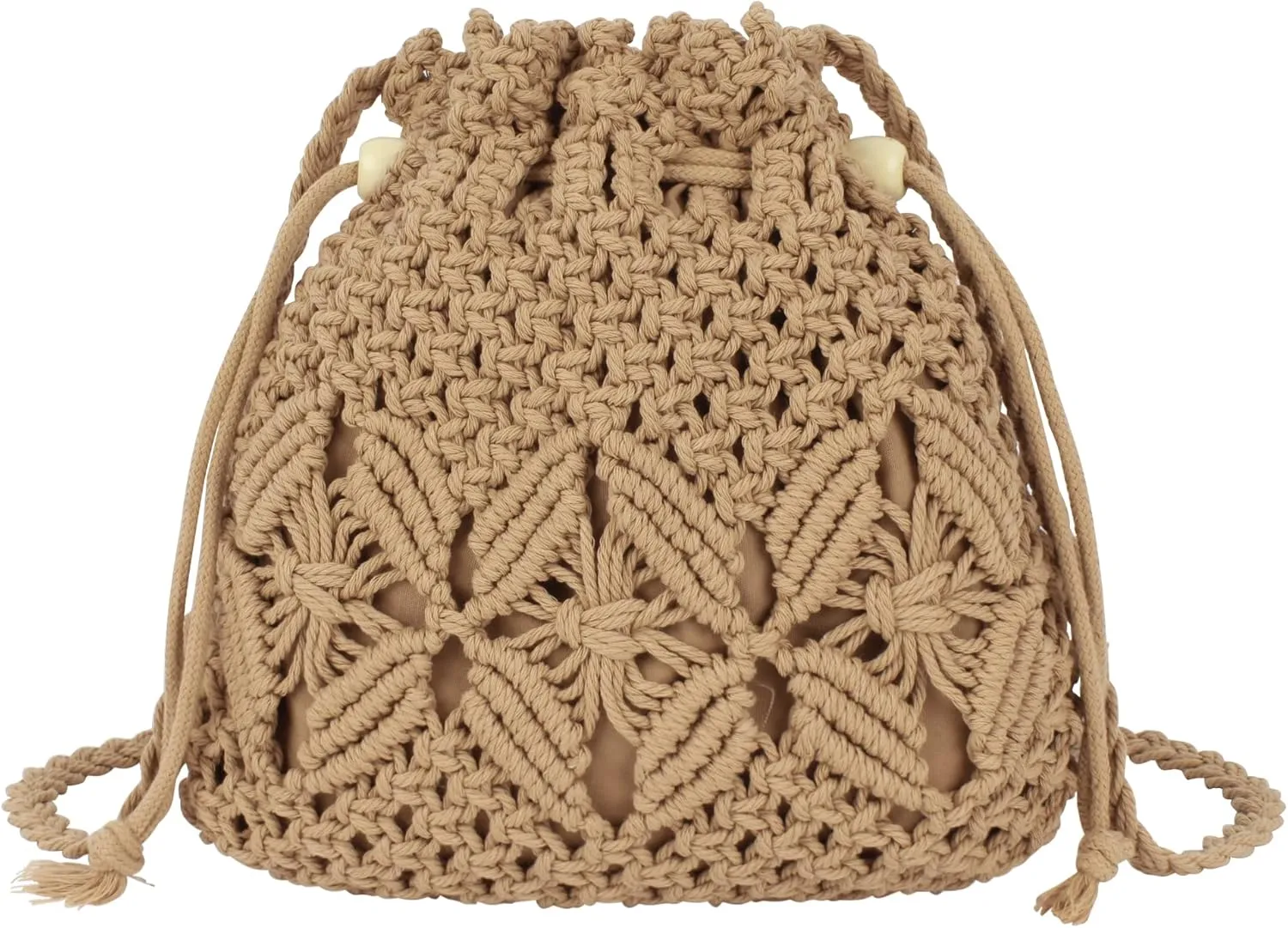 Van Caro Handwoven Cotton Straw Shoulder Bag Crochet Tassel Beach Bohemian Purse for Women