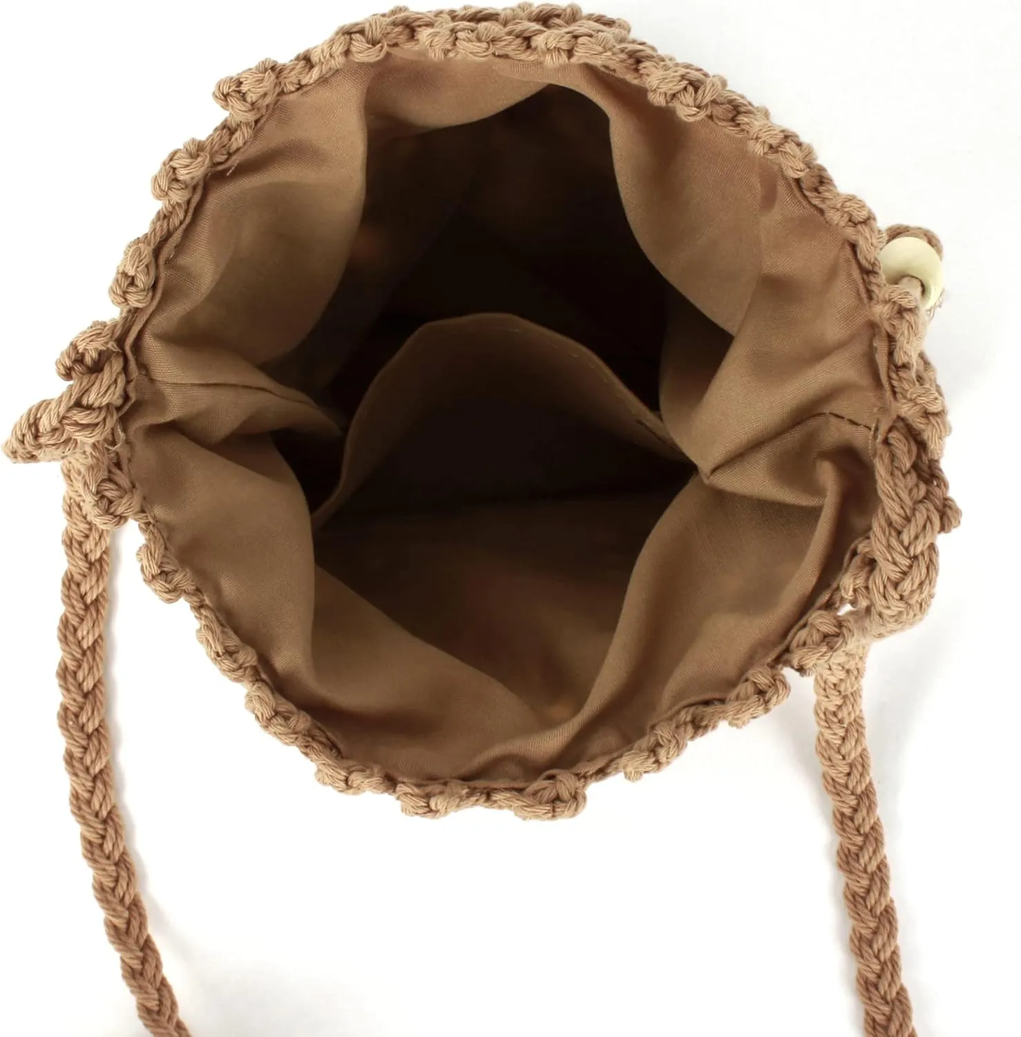 Van Caro Handwoven Cotton Straw Shoulder Bag Crochet Tassel Beach Bohemian Purse for Women