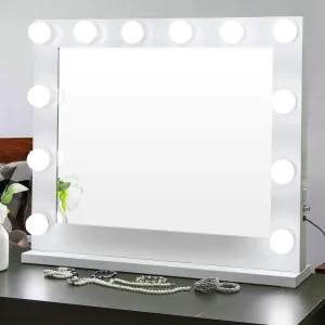 Vanity Mirror with Lights, Hollywood Makeup Mirror with 12 Dimmable Bulbs and Charging Port for Dressing Room & Bedroom, 3 Color Modes