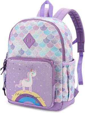 VASCHY Toddler Backpacks Girls, Kids' Cute Water Resistant Giltter Butterfly Daycare Bags for Preschool Kindergarten,Rucksack Schoolbag Bookbag for Children Rainbow Unicorn