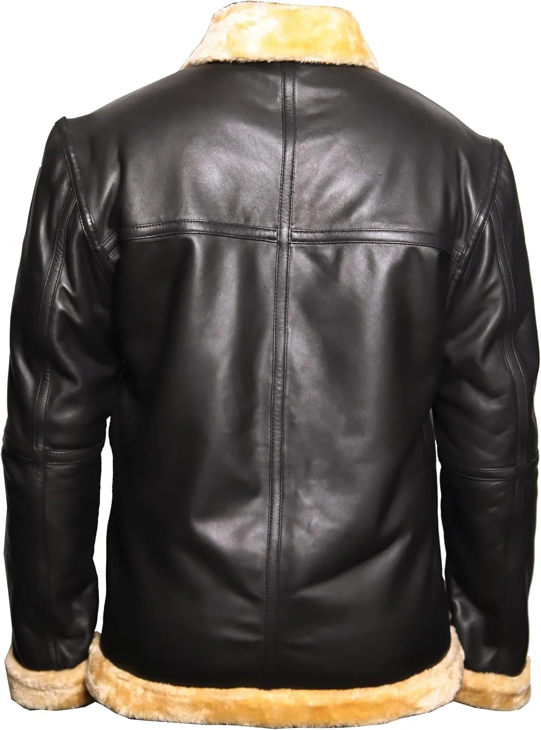 VearFit Bomber Royal Shearling flying aviator Black designer Real Leather Jacket for men