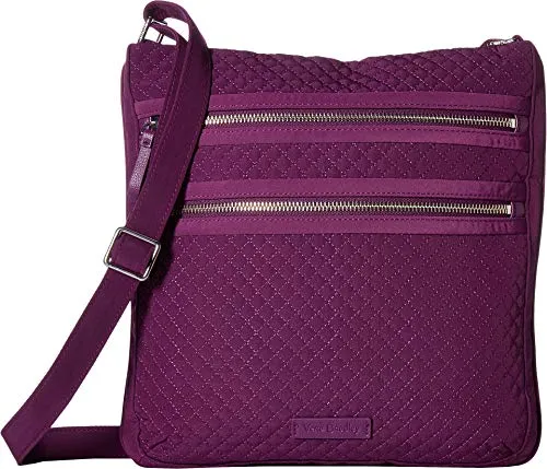 Vera Bradley womens Iconic Triple Zip Hipster cross body handbags, Microfiber Gloxinia Purple, One Size US