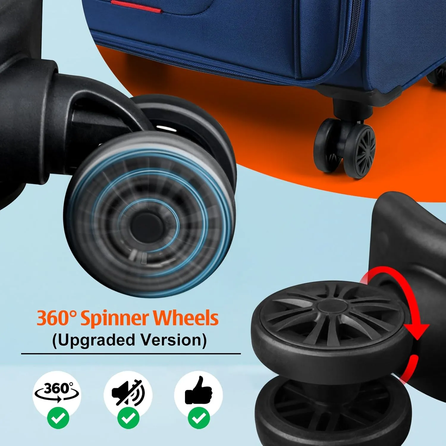 Verdi Expandable Carry-On Luggage with Spinner Wheels, 22 Inch Softside Suitcase with USB Port Lightweight