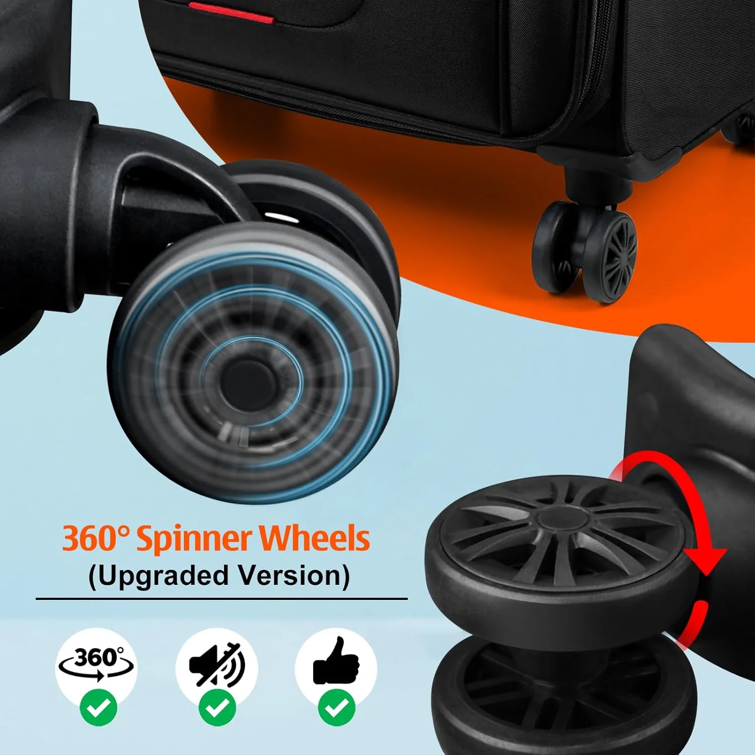 Verdi Softside Expandable Carry-On Luggage with Spinner Wheel USB Port Lightweight (Black, 20-Inch Carry-On)