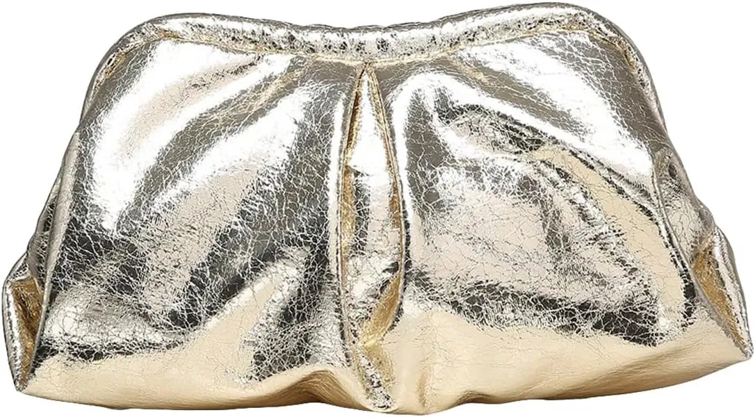 Verdusa Women's PU Leather Clutch Handbags Ruched Bag Purse