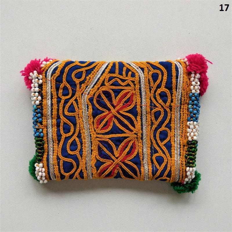 Vintage Banjara pouch - travel wallet - wallet - purse with embroidery and tassel