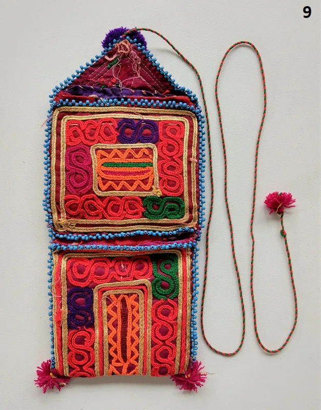 Vintage Banjara pouch - travel wallet - wallet - purse with embroidery and tassel