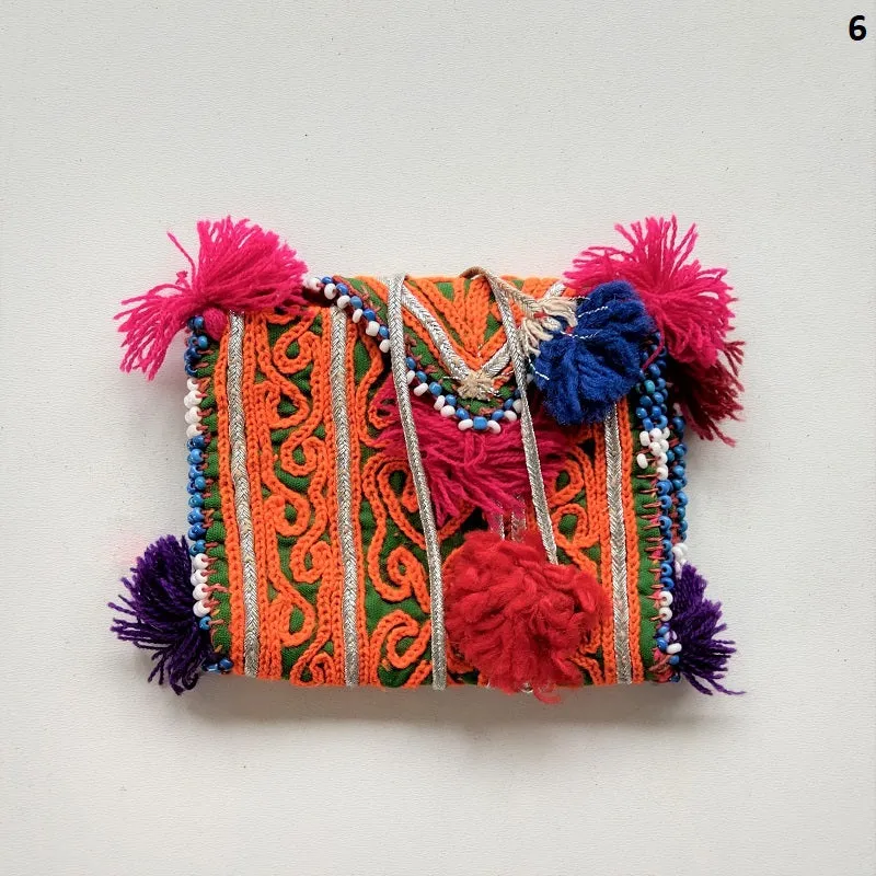 Vintage Banjara pouch - travel wallet - wallet - purse with embroidery and tassel