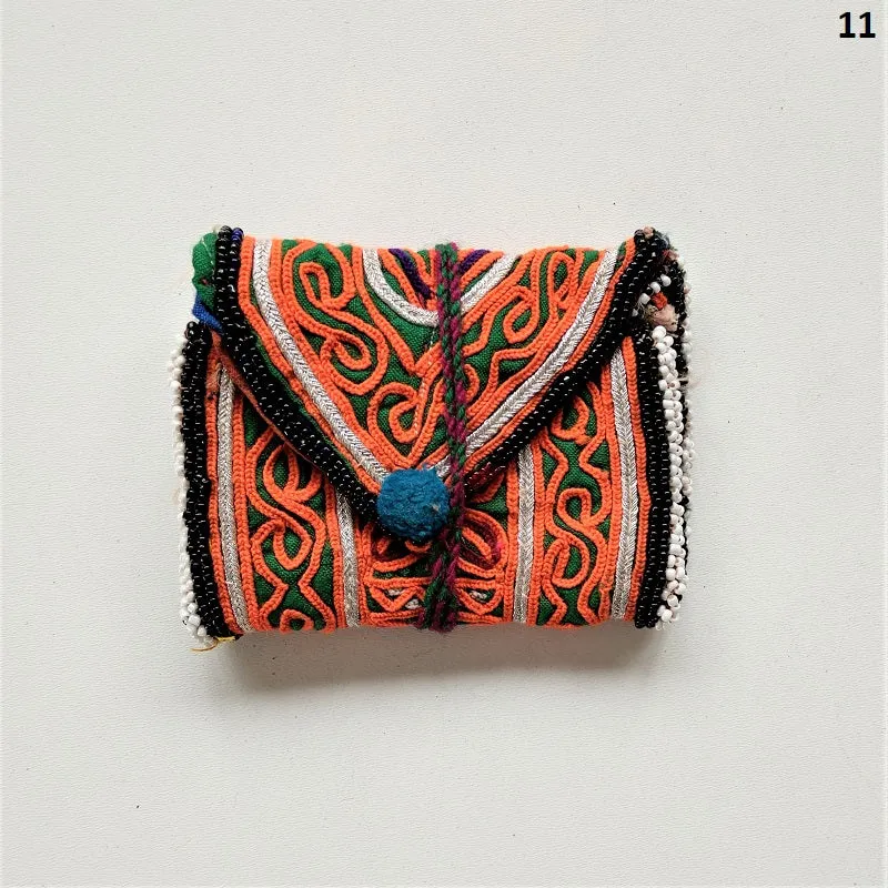 Vintage Banjara pouch - travel wallet - wallet - purse with embroidery and tassel