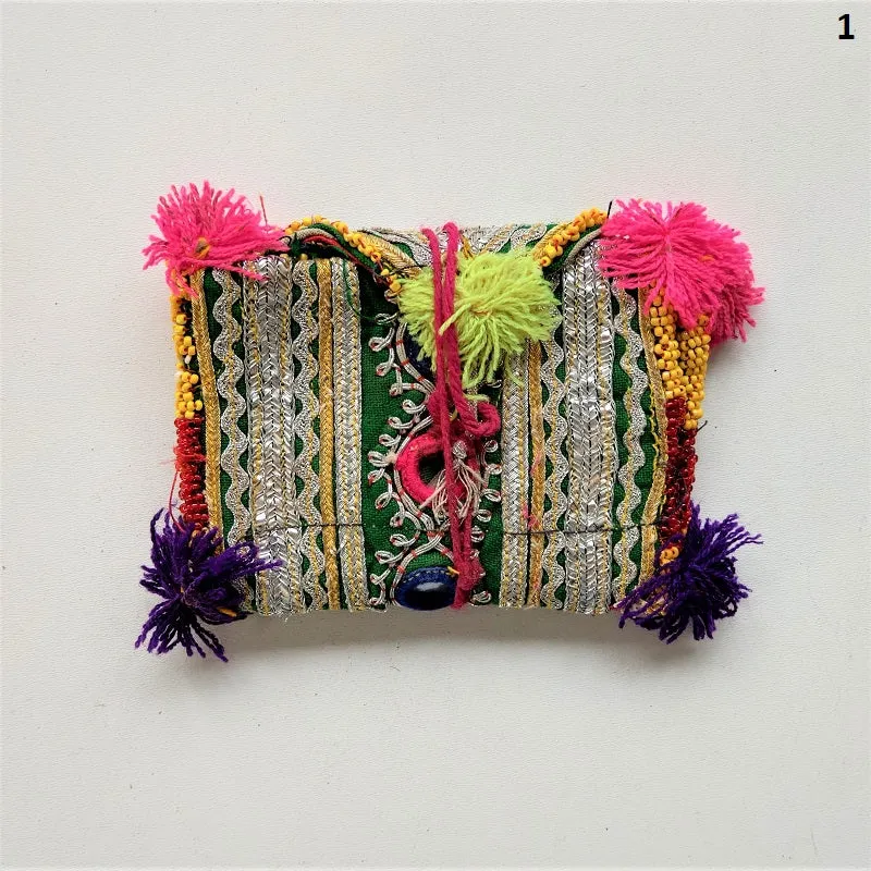 Vintage Banjara pouch - travel wallet - wallet - purse with embroidery and tassel