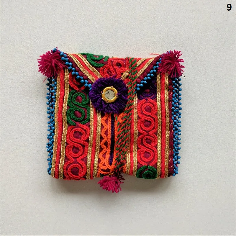 Vintage Banjara pouch - travel wallet - wallet - purse with embroidery and tassel