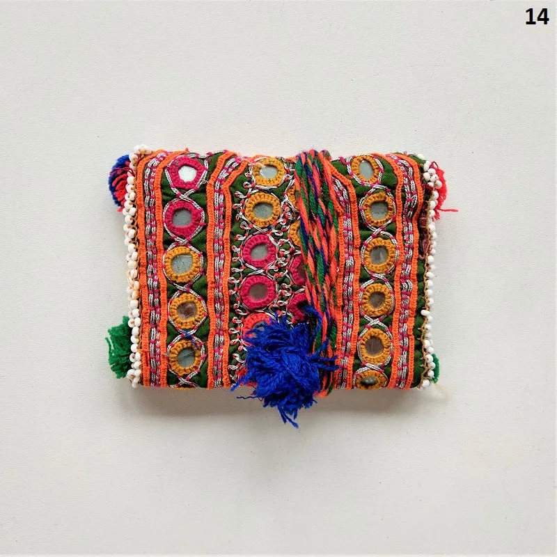 Vintage Banjara pouch - travel wallet - wallet - purse with embroidery and tassel