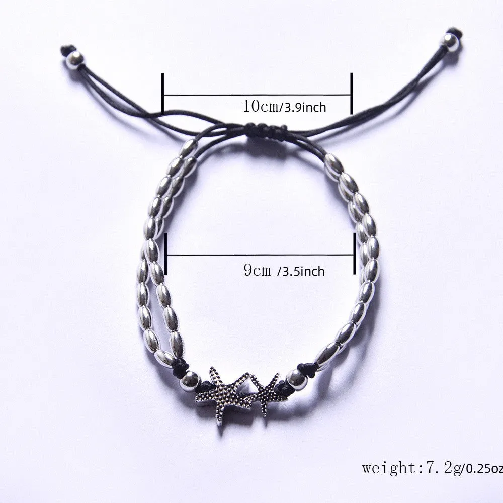 Vintage Beads Chain Anklets Men Women Rune Starfish Bracelet