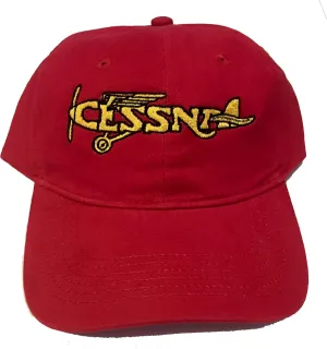 Vintage Cessna Red Logo Hat with Adjustable Strap