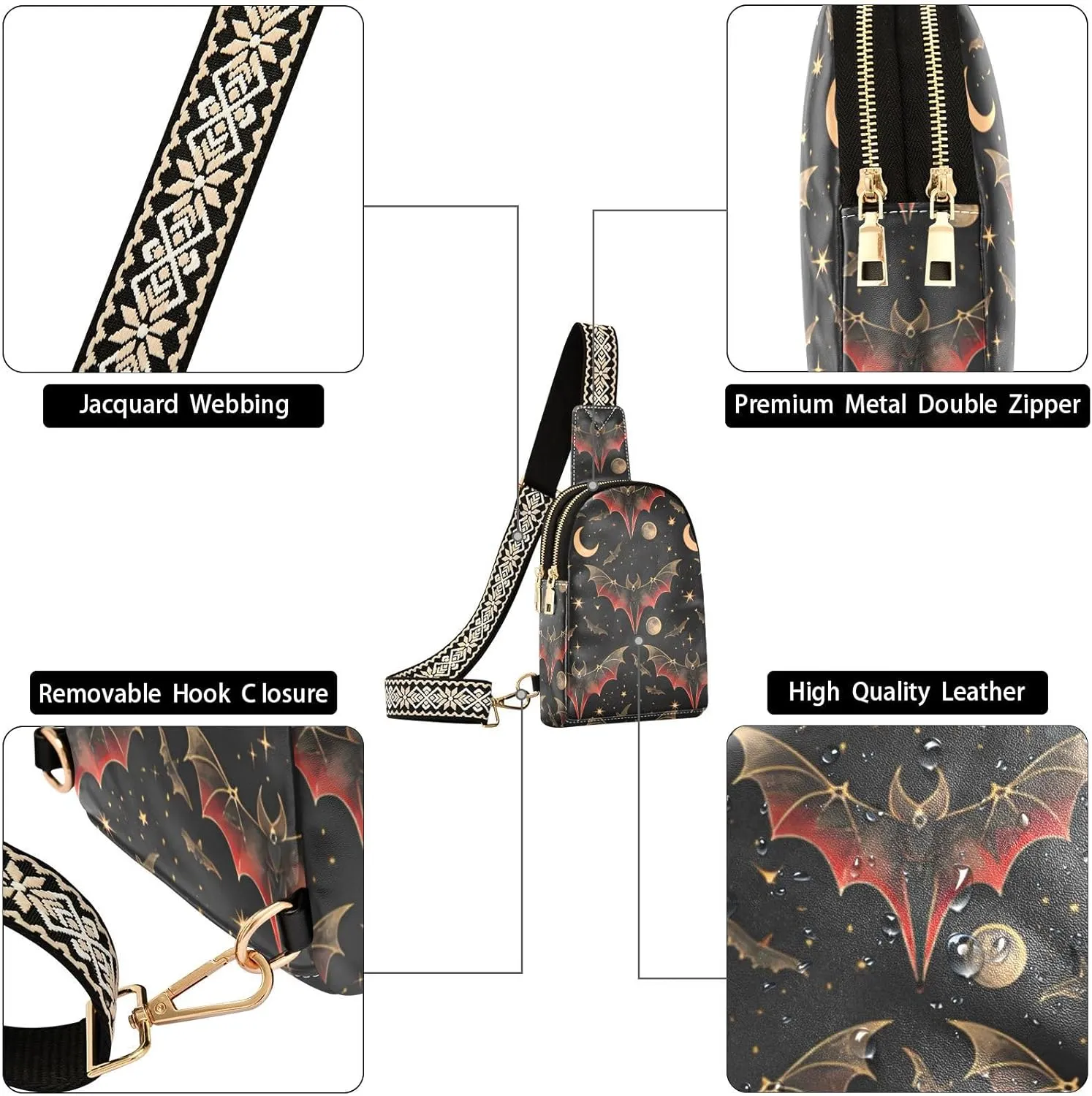Vintage Rose Floral Leather Crossbody Sling Bag for Women - Chest & Waist Pack