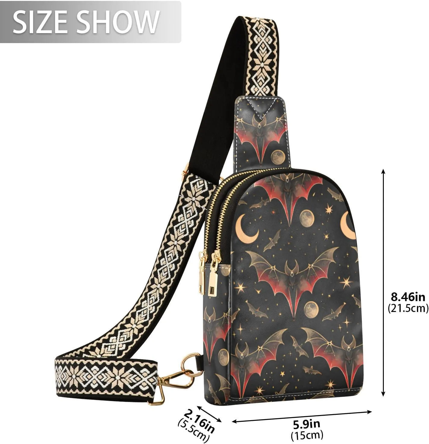 Vintage Rose Floral Leather Crossbody Sling Bag for Women - Chest & Waist Pack