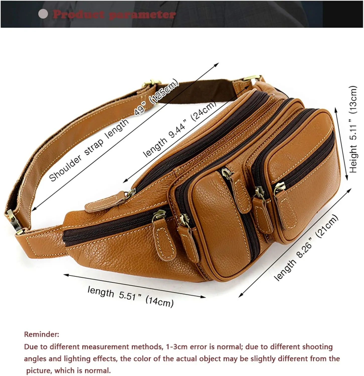 Waist Bag,Men's Leather Belt Bag Outdoor Travel Leisure Leather Crossbody Chest Bag Retro Chest Bag,