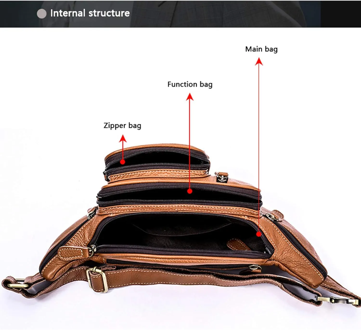 Waist Bag,Men's Leather Belt Bag Outdoor Travel Leisure Leather Crossbody Chest Bag Retro Chest Bag,