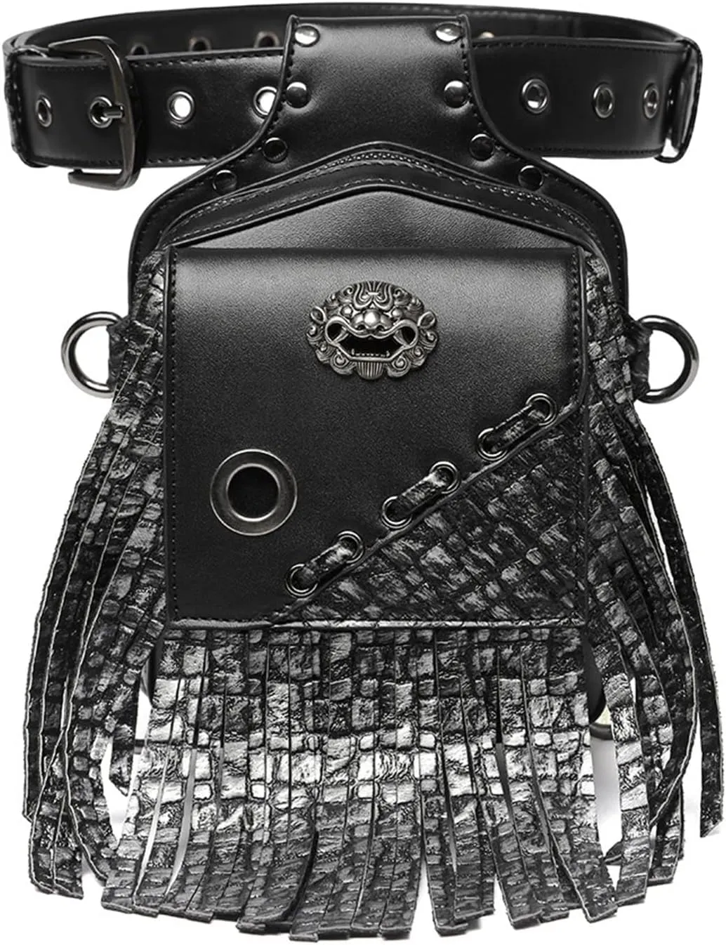 Waist bag,Steampunk Waist Bag Pack Gothic Leather Shoulder Crossbody Bags