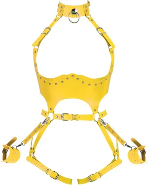 Waist Garter belt Punk Full body harness for women Photography Dance Rock Halloween Leather cage Chest strap set