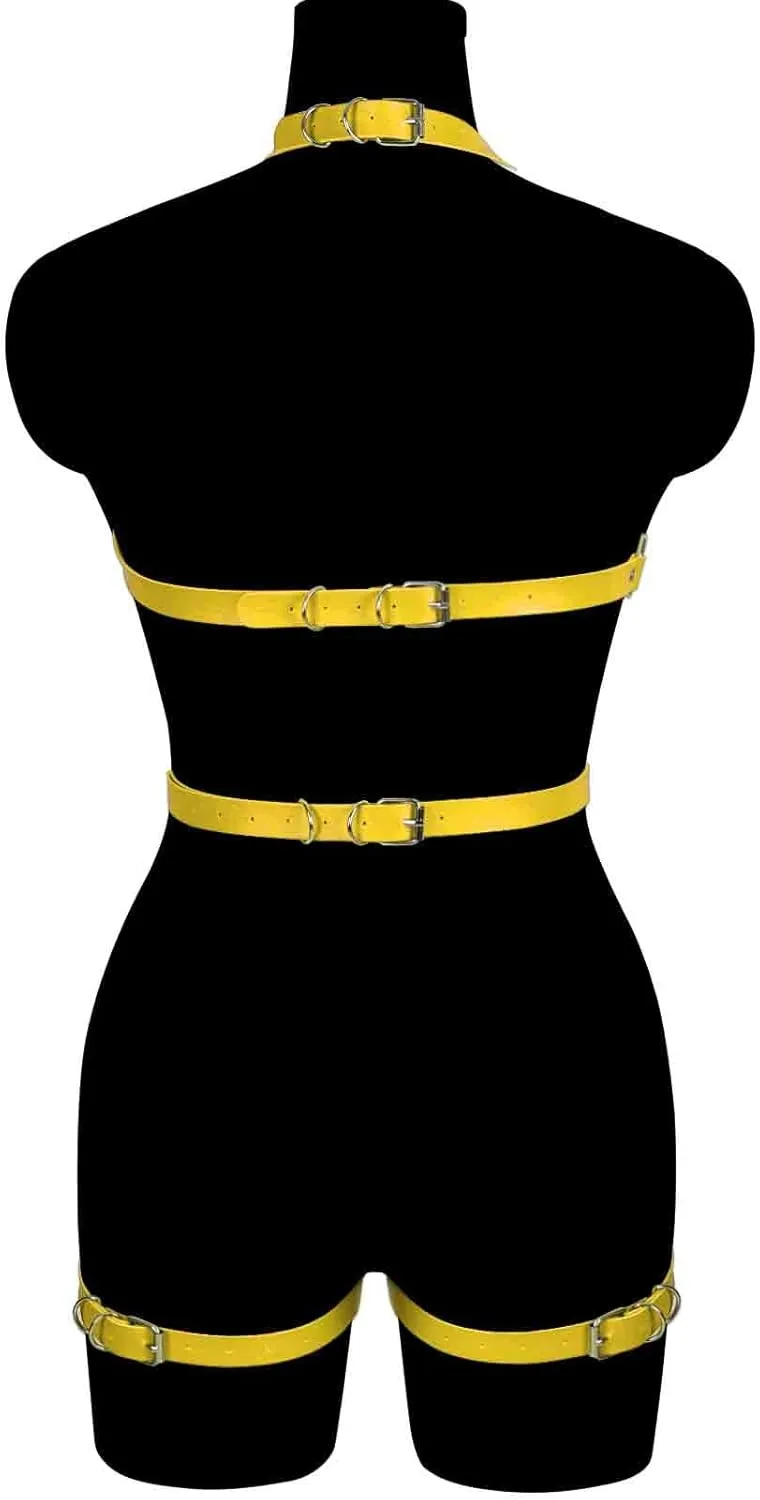 Waist garter belt set Punk Full body harness for women Photography Dance Rock Leather cage Chest strap Halloween