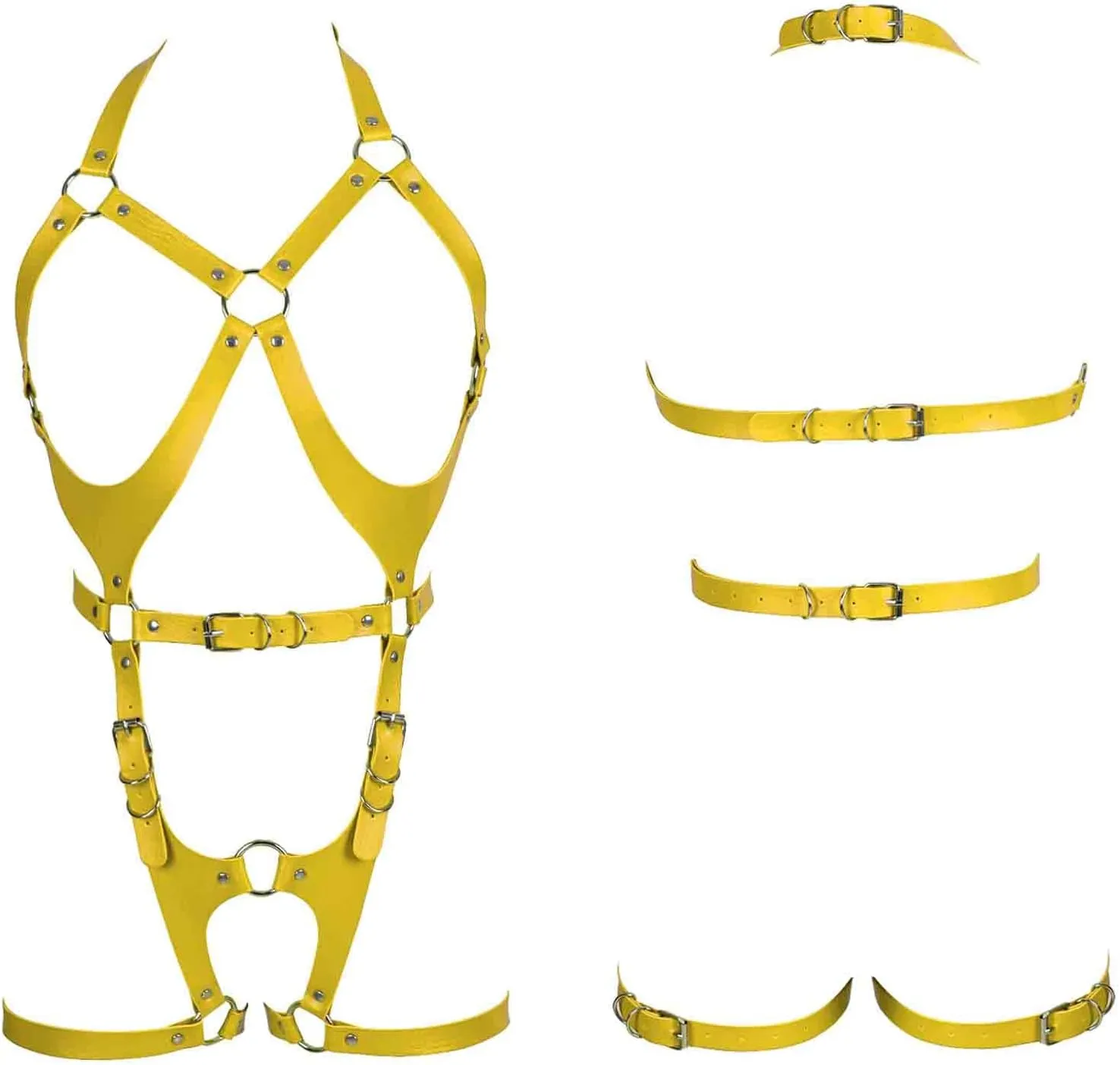 Waist garter belt set Punk Full body harness for women Photography Dance Rock Leather cage Chest strap Halloween