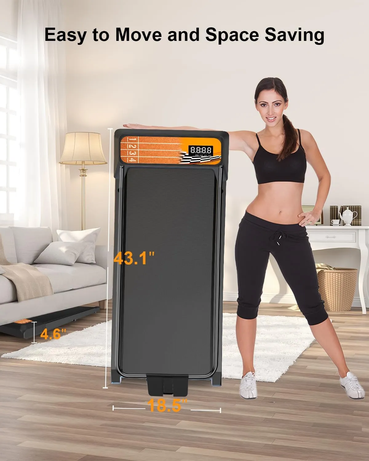 Walking Pad Treadmill, Under Desk Treadmill, Low Noise, 2.5 Hp with Maximum Capacity of 265 Lbs Treadmills for Home & Office, Walking Jogging Running Machine
