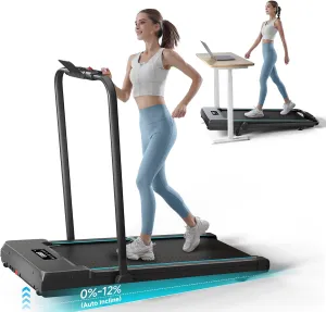 Walking Pad with Auto Incline, Under Desk Folding Treadmill with Remote Control and LED Display for Home Office, 2.5HP Portable Walking Jogging Running Machine, 300 LB Capacity