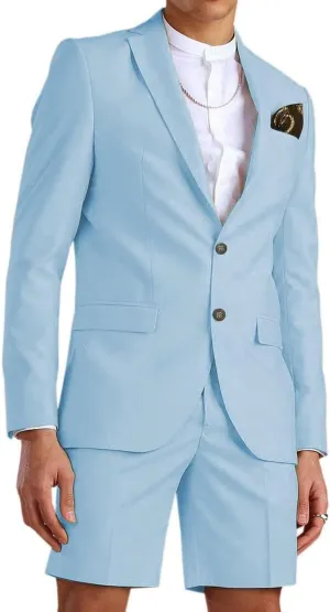 Wangyue Mens Suit 2 Piece Slim Fit Shorts Suits for Men Casual Summer Beach Wedding Suit Prom Dinner