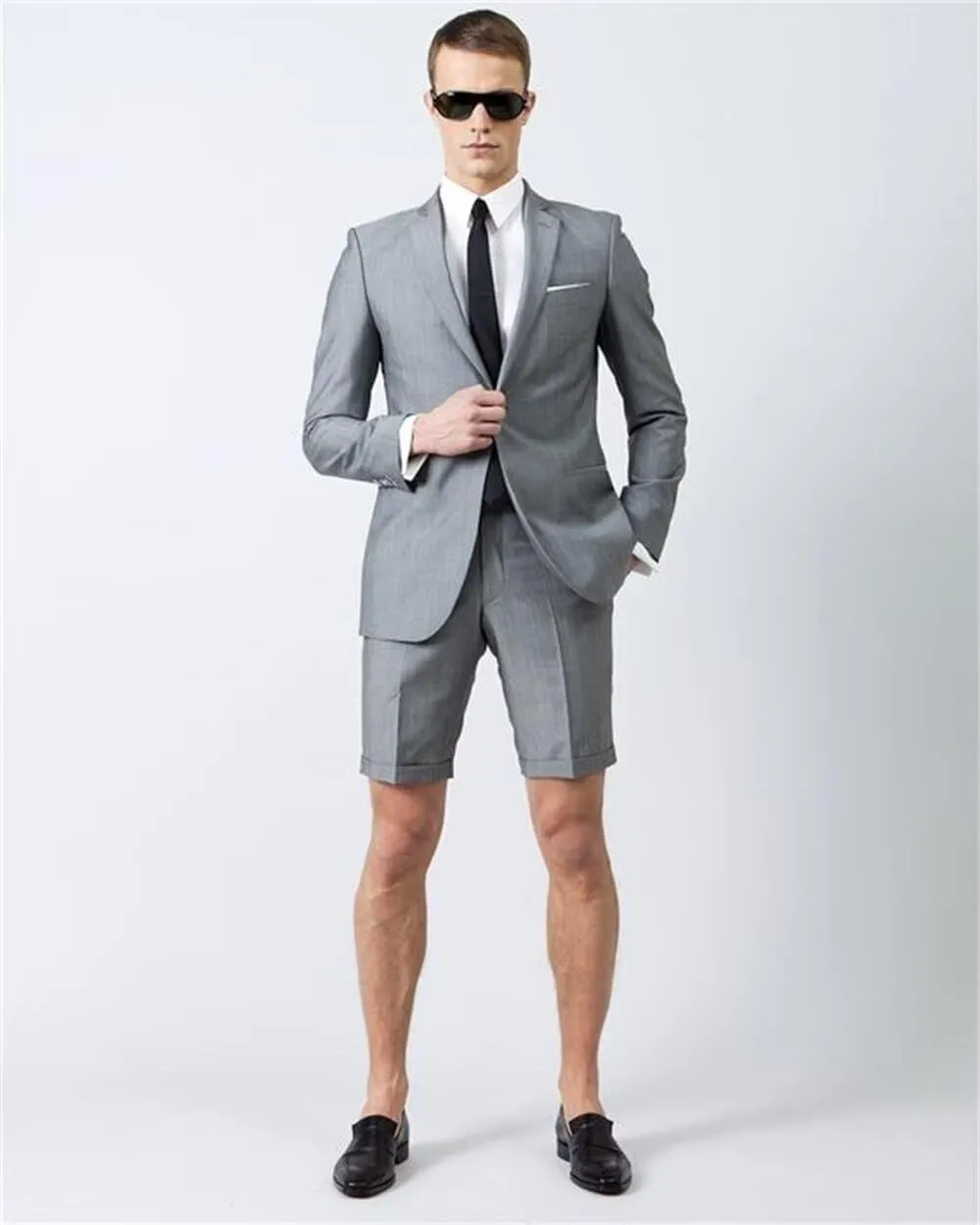 Wangyue Mens Suit 2 Piece Slim Fit Shorts Suits for Men Casual Summer Beach Wedding Suit Prom Dinner