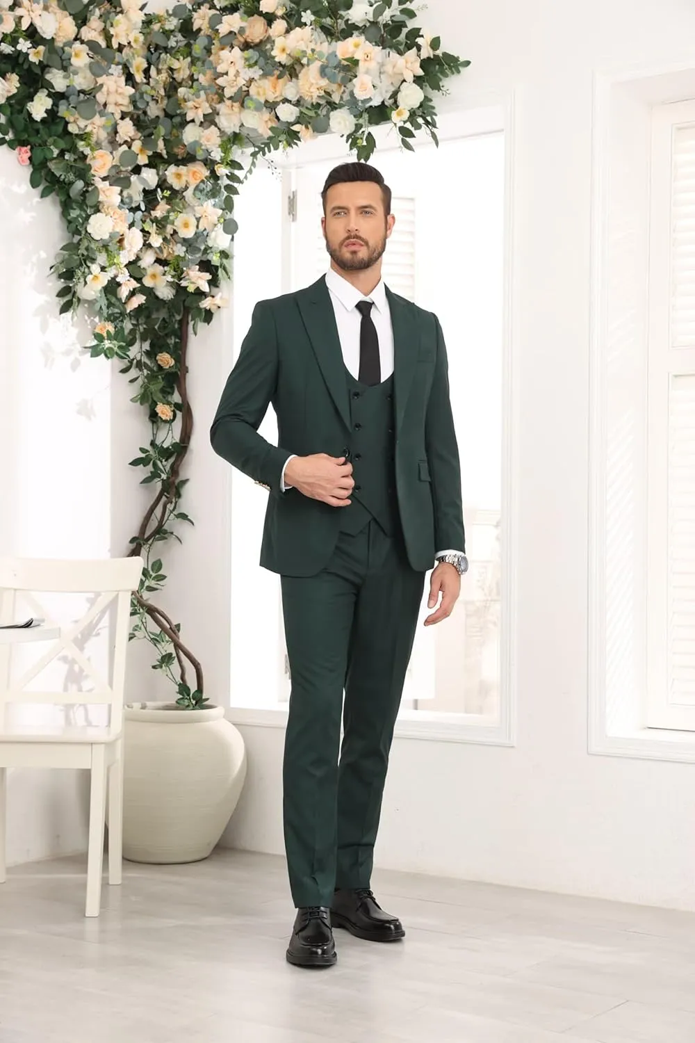 Wangyue Men's Suits 3 Piece Slim Fit Suits for Men Double Breasted Suit Men Business Wedding Prom Tuxedo Suit