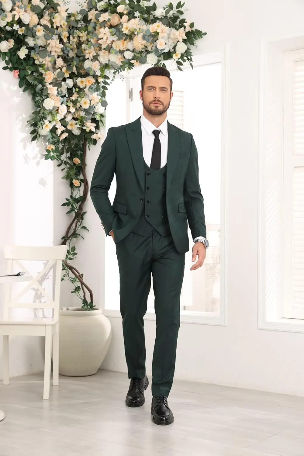 Wangyue Men's Suits 3 Piece Slim Fit Suits for Men Double Breasted Suit Men Business Wedding Prom Tuxedo Suit