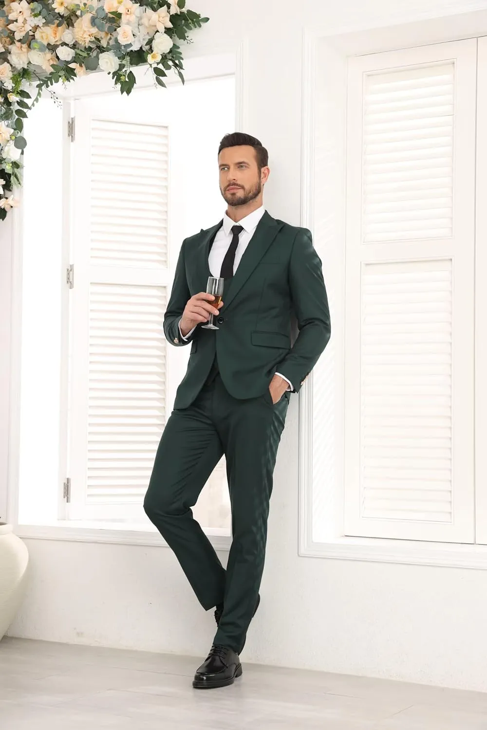 Wangyue Men's Suits 3 Piece Slim Fit Suits for Men Double Breasted Suit Men Business Wedding Prom Tuxedo Suit