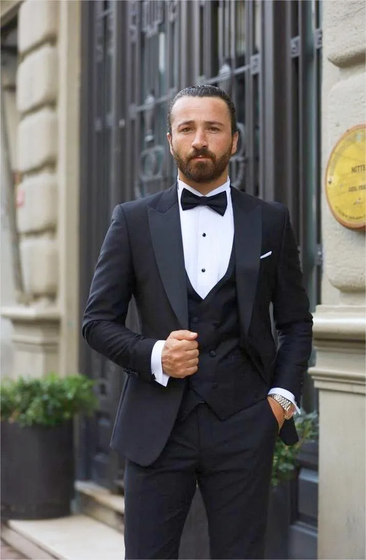 Wangyue Mens Tuxedo Suit for Men Double Breasted 3 Piece Slim Fit Suits for Wedding Suit Men Prom Suits Vest Pants Sets