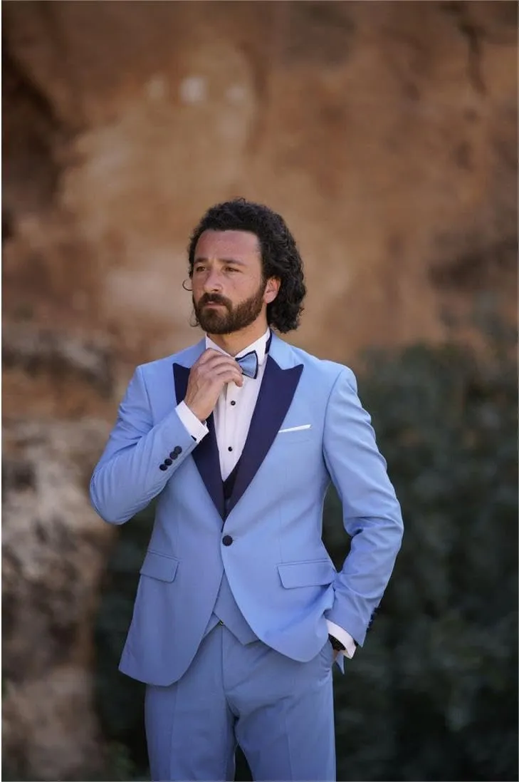 Wangyue Mens Tuxedo Suit for Men Double Breasted 3 Piece Slim Fit Suits for Wedding Suit Men Prom Suits Vest Pants Sets
