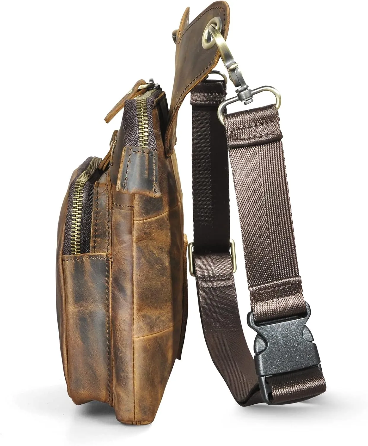 Water Resistant Canvas   Leather Motorcycle Fanny Waist Pack One Shoulder Drop Leg Thigh Bag For Men Women FB211-6