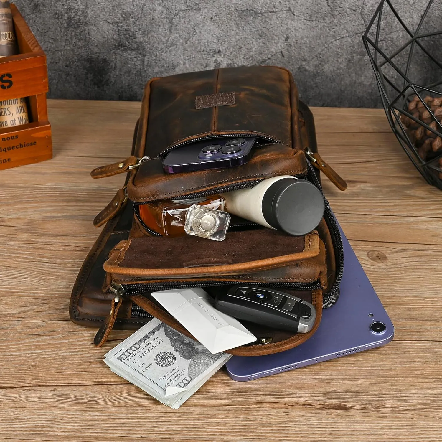 Water Resistant Canvas   Leather Motorcycle Travel Fanny Waist Pack Drop Thigh Leg Bag Pouch For Men Women FB913-5