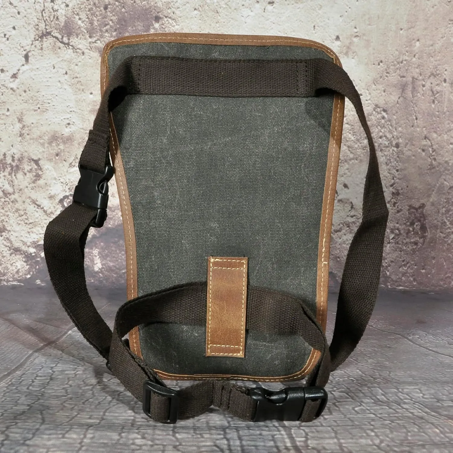 Water Resistant Canvas   Leather Motorcycle Travel Fanny Waist Pack Drop Thigh Leg Bag Pouch For Men Women FB913-5