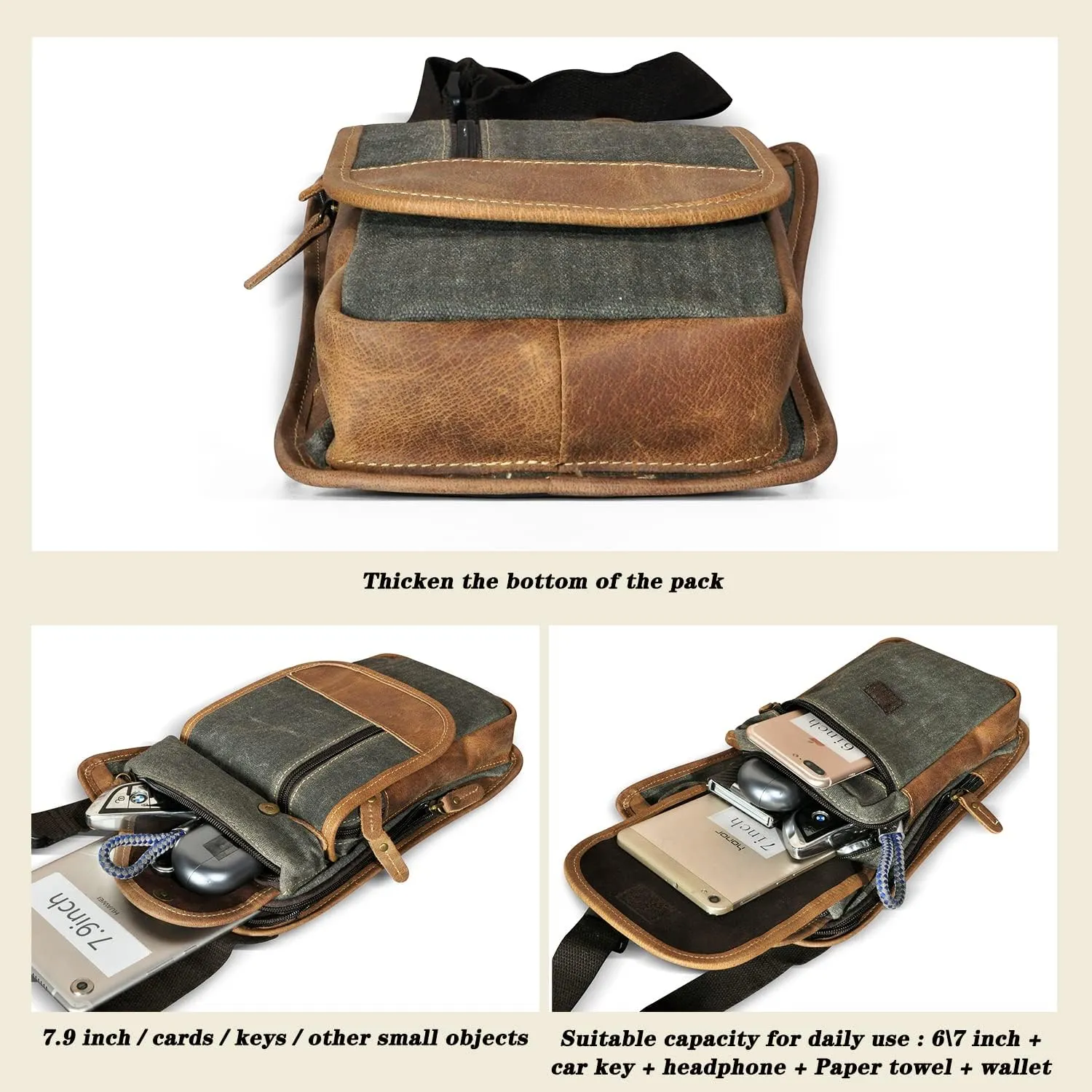 Water Resistant Canvas   Leather Motorcycle Travel Fanny Waist Pack Drop Thigh Leg Bag Pouch For Men Women FB913-5