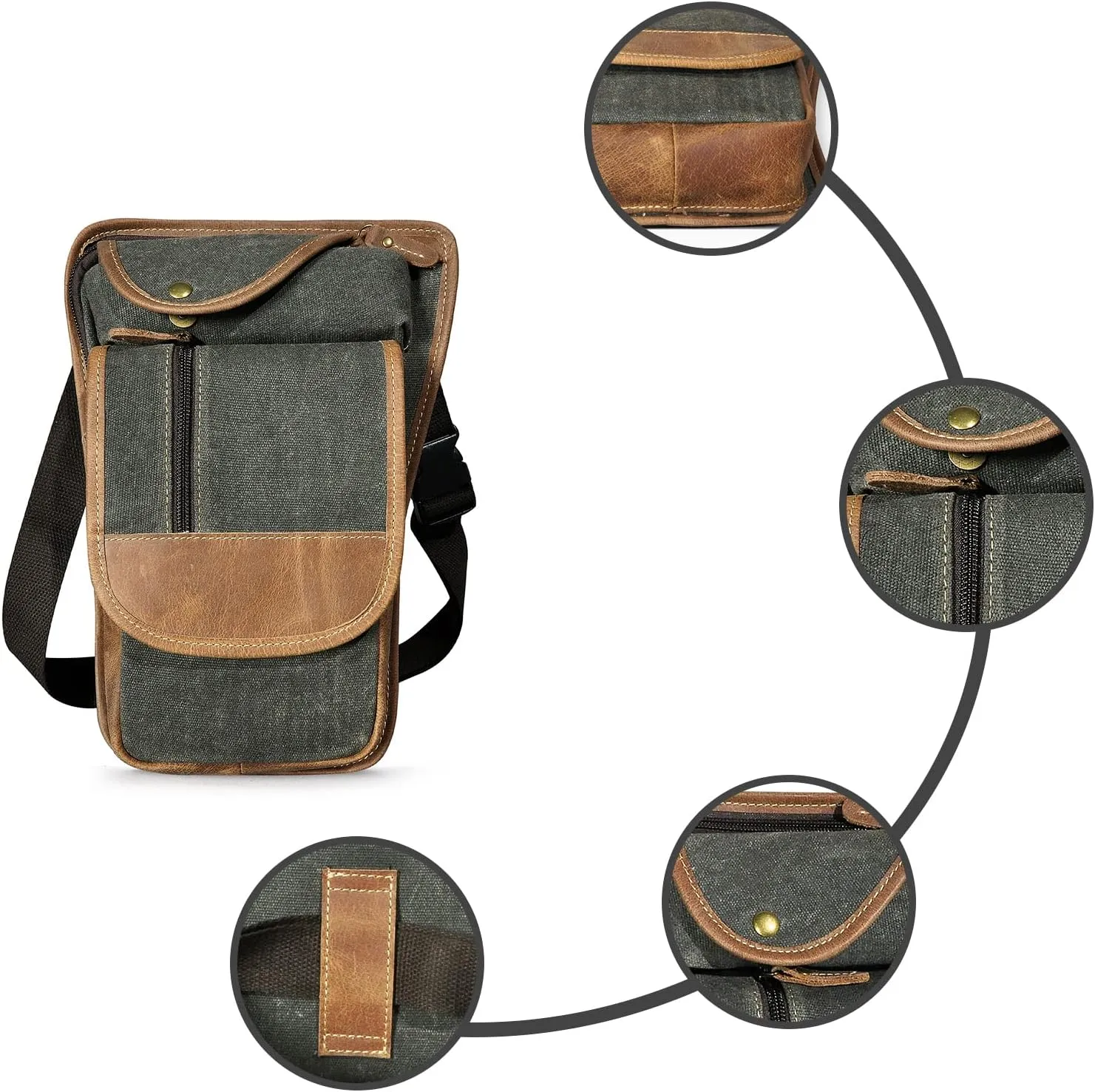 Water Resistant Canvas   Leather Motorcycle Travel Fanny Waist Pack Drop Thigh Leg Bag Pouch For Men Women FB913-5