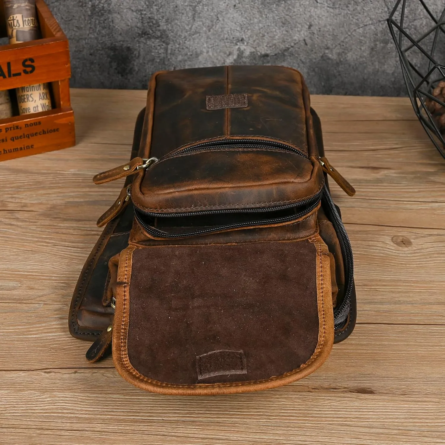 Water Resistant Canvas   Leather Motorcycle Travel Fanny Waist Pack Drop Thigh Leg Bag Pouch For Men Women FB913-5
