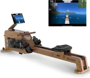 Water Rowing Machines for Home, Commercial Rower Machine, Max Load 330LBS, 6-Level Resistance, 12 Propellers & 28L Water Tank, With Multifunctional Carousel Display and Adjustable Tablet Stand