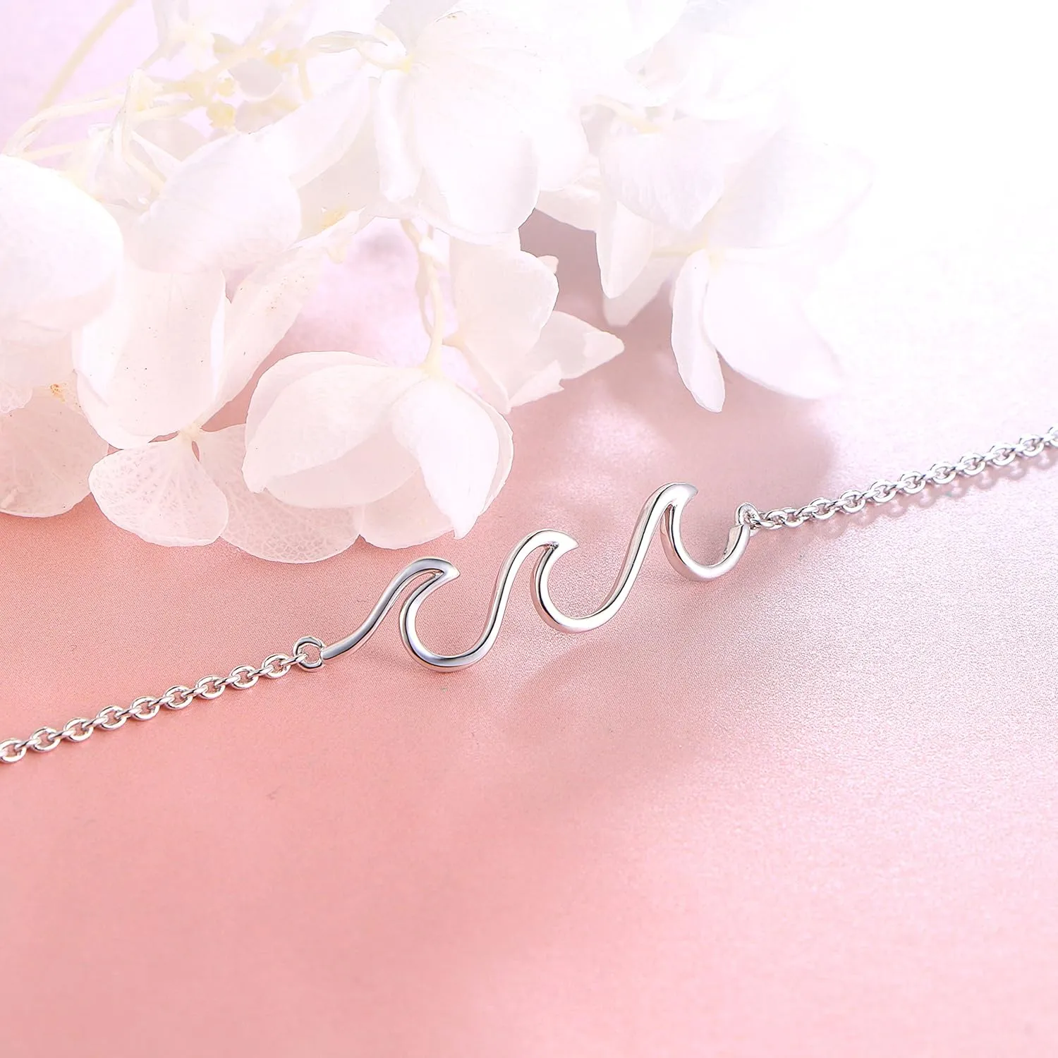 Wave Anklet for Women S925 Sterling Silver Adjustable Starfish Layered Ocean Beach Sea Ankle Foot Bracelet