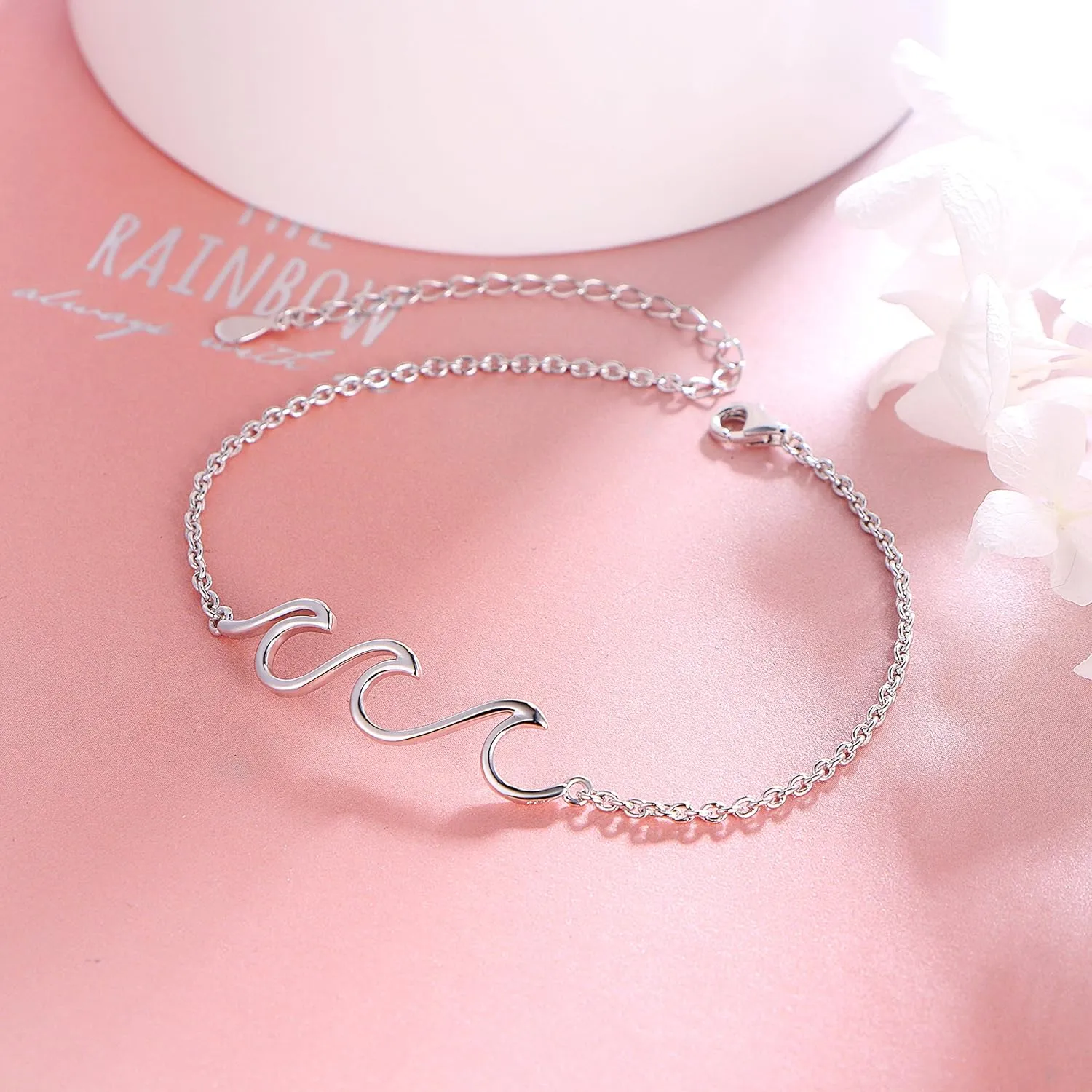 Wave Anklet for Women S925 Sterling Silver Adjustable Starfish Layered Ocean Beach Sea Ankle Foot Bracelet
