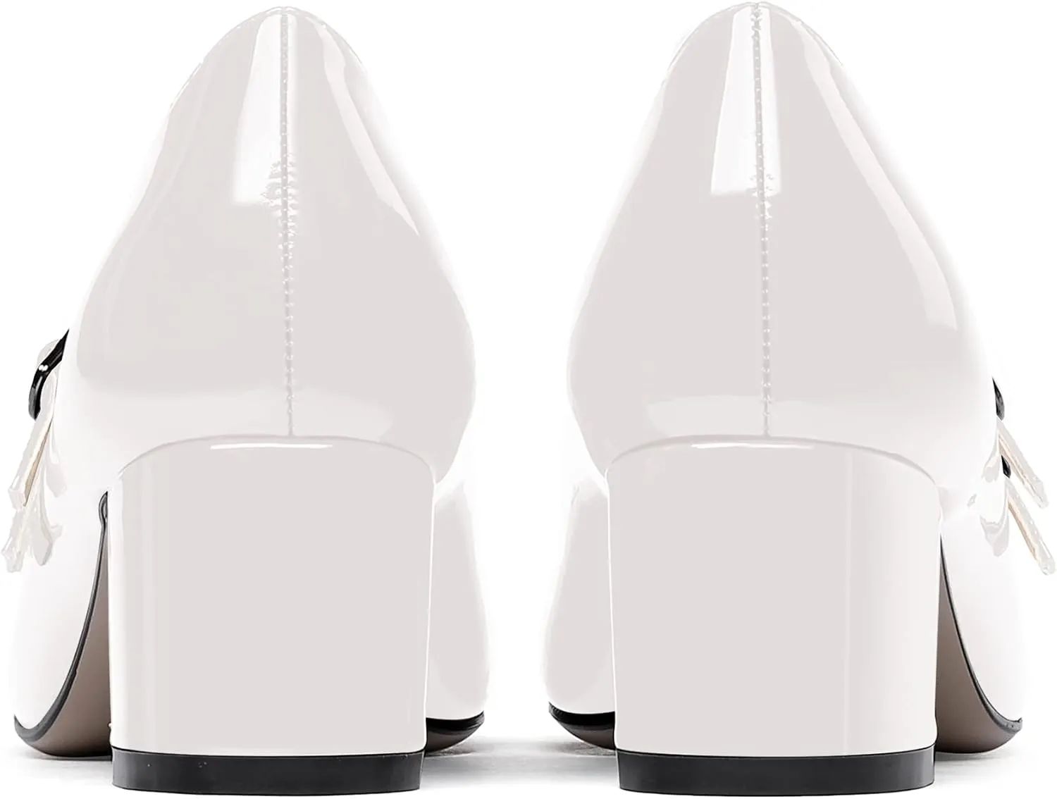 WAYDERNS Women's Adjustable Strap Mary Jane Round Toe Patent Low Chunky Heel Pumps Shoes 2 Inch