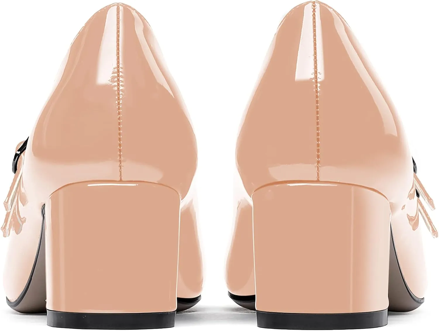 WAYDERNS Women's Adjustable Strap Mary Jane Round Toe Patent Low Chunky Heel Pumps Shoes 2 Inch